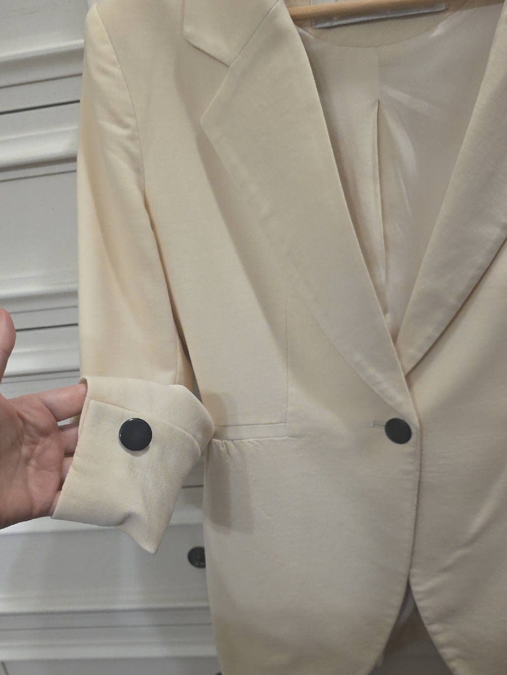 Adam Lippes Cream Single-Button Blazer - Picture 7 of 7